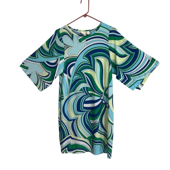 Chicos Womens 1P (M) Petite Abstract Floral Mini Dress Tropical Vacation Boho - Picture 2 of 8